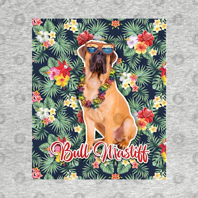 Bull Mastiff Summer Funky Hawaiian, Hawaii Style, Dog Personalized Hawaiian by Hoahip